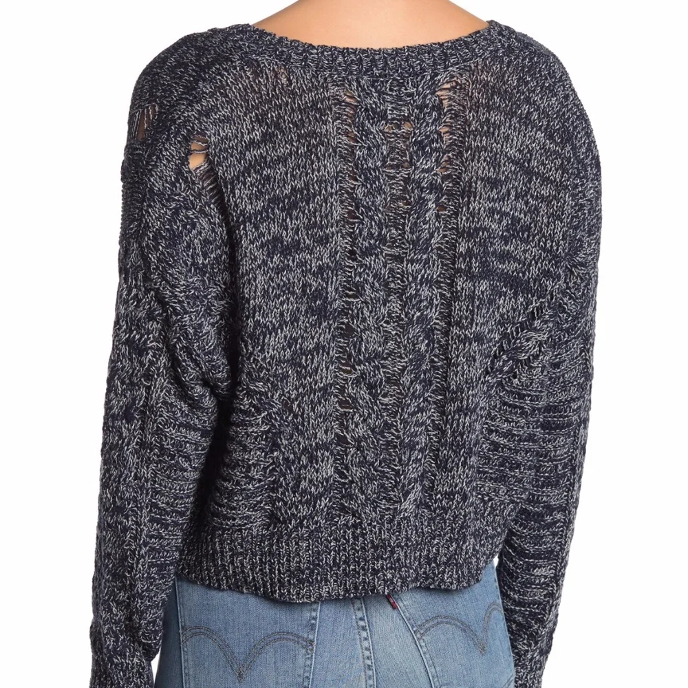 NWT $166 WILDFOX Nancy Blue Cable Knit Sweater in XS!